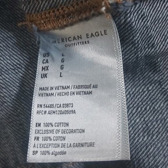 AÈ American Eagle Raw Hem Denim Halter Coverall Dress L Classic Preppy Festival - Picture 8 of 9